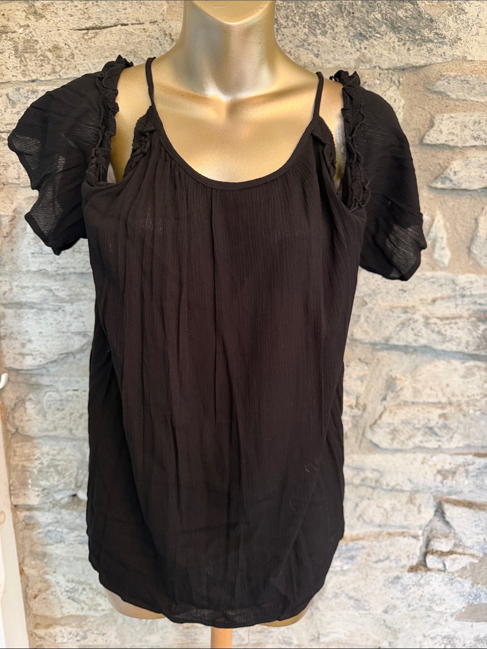 Cold-Shoulder Ruffle Sleeve Blouse